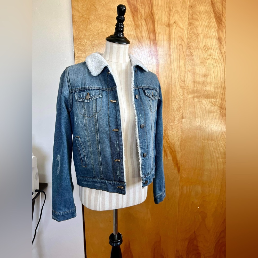 1 sunset lane Sherpa lined denim jacket